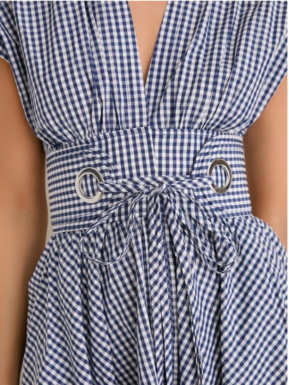 Alexis Riviera Midi Dress Medium Navy Ivory Check - Picture 4 of 5